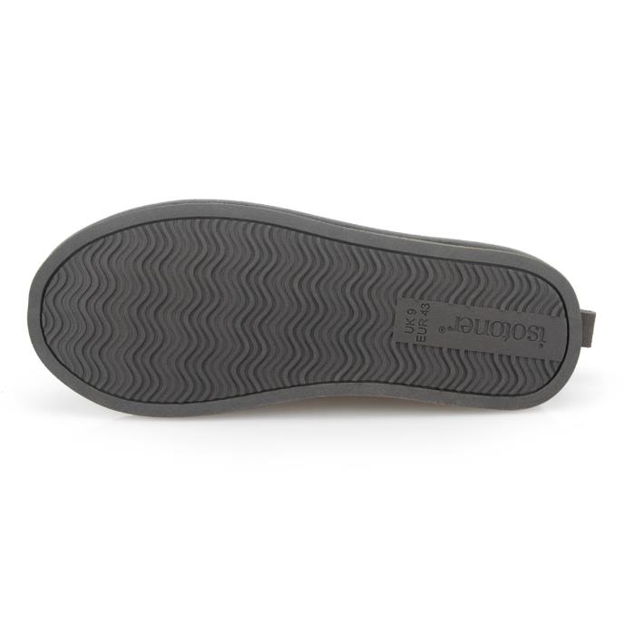Isotoner® Mens Borg Lined Suede Mule Slipper Grey Extra Image 5